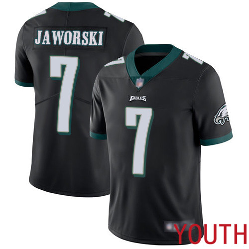 Youth Philadelphia Eagles 7 Ron Jaworski Black Alternate Vapor Untouchable NFL Jersey Limited Player Football